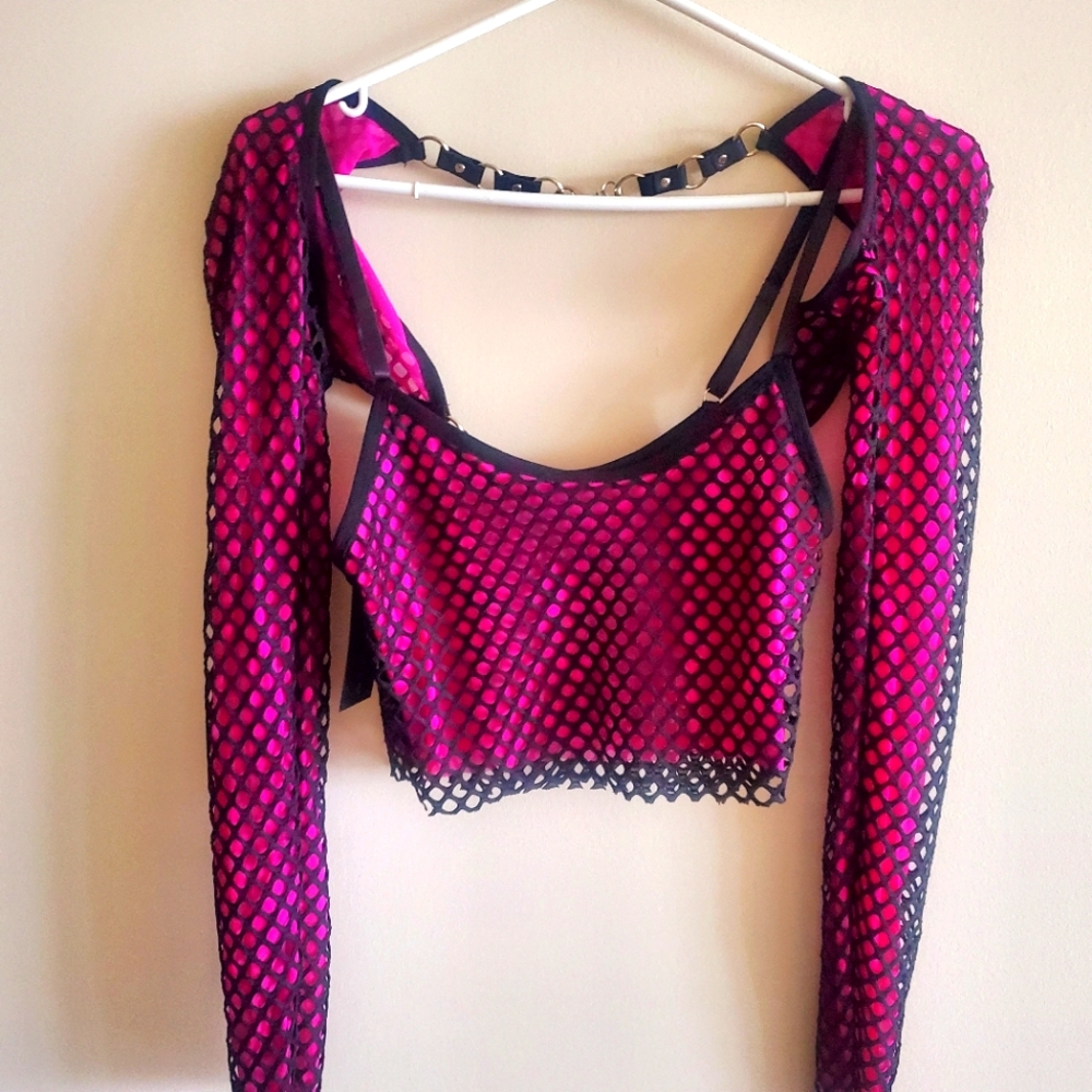 COPY - Fishnet cami crop top set